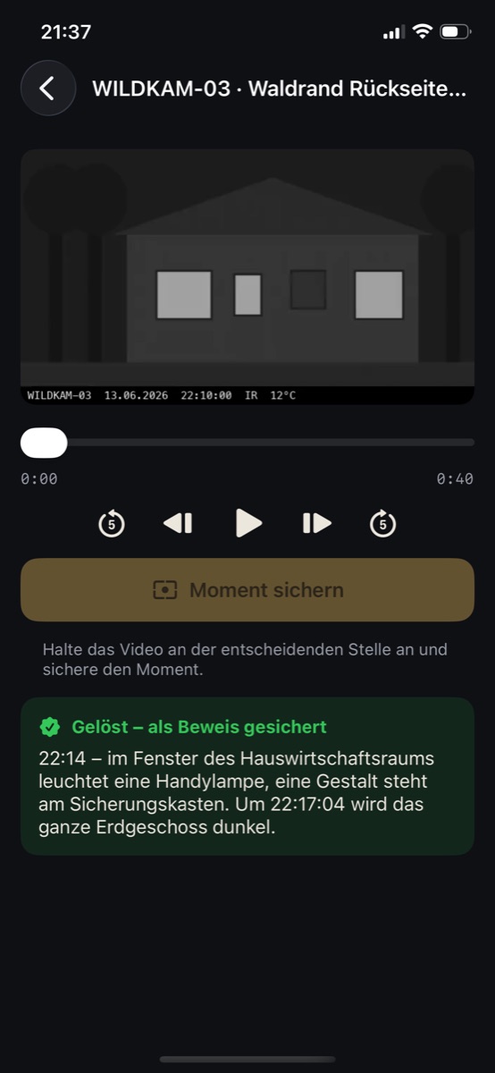Wildkamera-App: der entscheidende Moment ist als Beweis gesichert