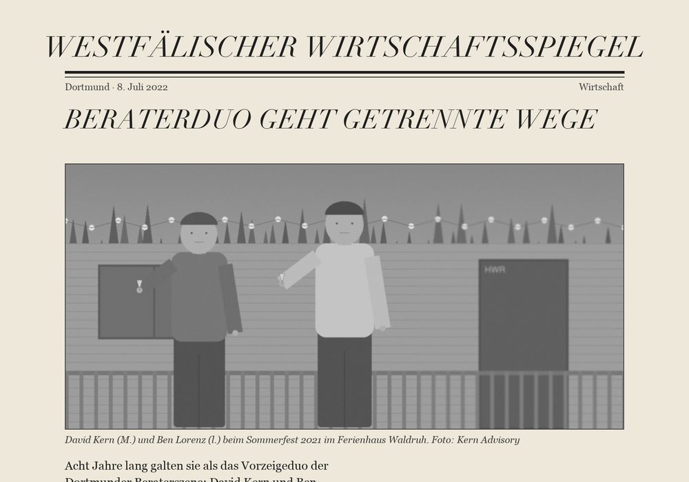 Zeitungsartikel aus der Box: Beraterduo geht getrennte Wege